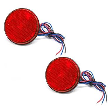 Imagem de Biqing 2 peças de luzes traseiras de motocicleta, luz de seta, lâmpada de freio traseira redonda universal 12V 24 LED refletor de freio indicador de luz para carro motocicleta caminhão (vermelho