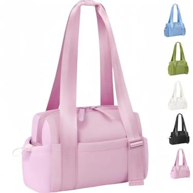Imagem de Mini bolsa de ginástica para mulheres e meninas, pequena bolsa de viagem impermeável com compartimento molhado, linda bolsa esportiva de treino, rosa, novas tendências em bolsas de ginástica elegantes
