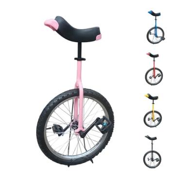 Imagem de TCUDCKI Monociclo para adultos assento ajustável com suporte de monociclo para exercícios de fitness divertidos, treinamento de equilíbrio, apresentações de circo (rosa, 40,6 cm)