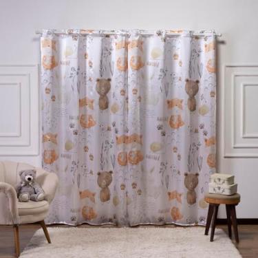 Imagem de Cortina Infantil 3,00x2,20 Estampada Tecido Cetim (Raposinha)
