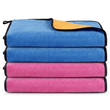 Imagem de Kit 04 Panos Flanela E Microfibra Dupla Face Toalha Para Limpeza Em Ge