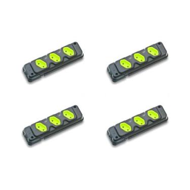 Imagem de Kit C/4 - Tomada Barra Fiolux Tripla 2P 20A Preto - RCD