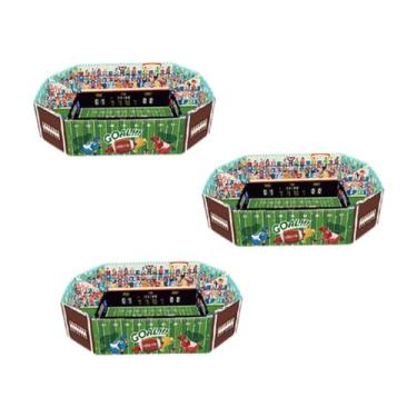 Imagem de Fenteer 3PCS Football Snack Stadium Set Servando bandejas de futebol Supplies Places Plates Places Prisões de comida Bandejas para o dia do jogo, Style a
