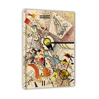 Imagem de Wassily Kandinsky Impressão emoldurada abstrata de parede - Reproduções de pinturas famosas - 'Curve, 1936' Impressão giclée em tela - Pôster de arte para decoração de sala de estar 70 x 110 cm (28 x