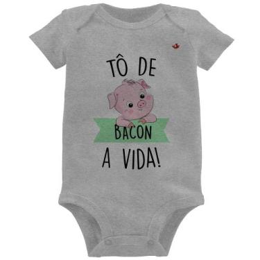 Imagem de Body Bebê Tô de bacon a vida! - Foca na Moda, Cinza, M