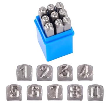 Imagem de HOBBIESAY 1 conjunto de carimbos numéricos 0-8 conjunto de carimbos numéricos de metal, perfurador de número de aço, ferramenta de estampagem DIY para projetos de artesanato de couro DIY