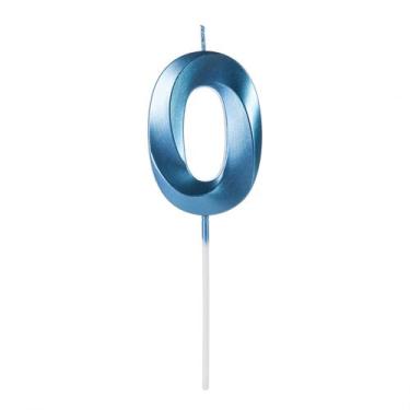 Imagem de Vela Aniversário Design Azul Pérola Número 0 - 01 unid - Silverfestas