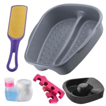 Imagem de Kit Manicure Pedicure Tripé + Tigela mão + Bacia Pés + Lixa + Separado
