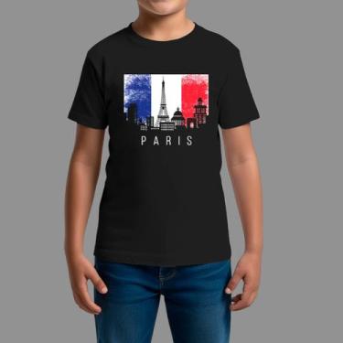 Imagem de Camiseta Infatil Streetwear Básica Casual Estilosa Gola Redonda Paris 