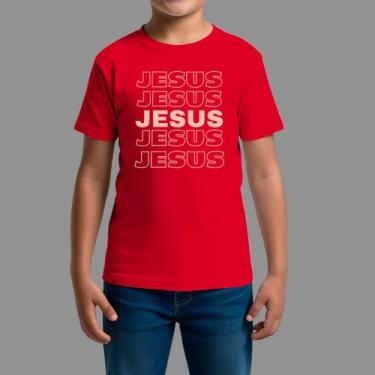 Imagem de Camisetas Infatil Básica Casual Manga Curta Gola Redonda Jesus Tree - 
