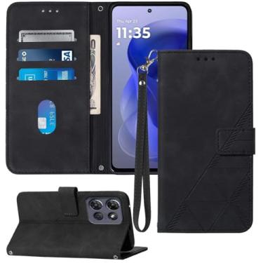 Imagem de Moment Dextrad Capa carteira para Moto G Power 2025, compartimentos para cartão, alça de pulso, proteção interna de telefone TPU, capa flip de couro PU para Moto G Power - 2025 (preto)