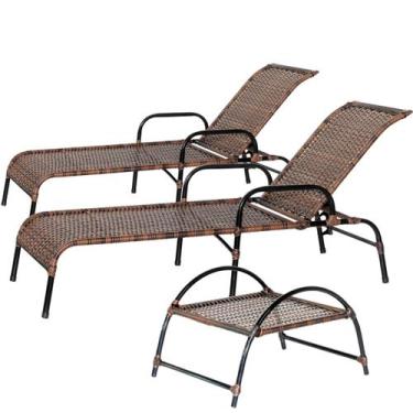 Imagem de Conjunto de Jardim  2 Espreguiçadeiras Catar com Mesa em Fibra Sintéti