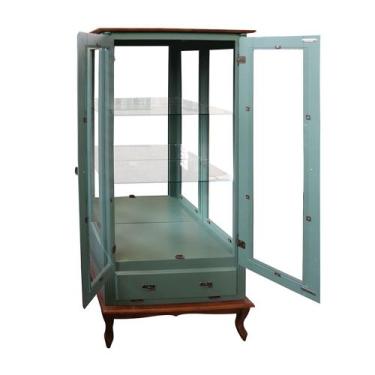 Imagem de Cristaleira de Vidro e Madeira Antique com 2 Portas 1 Gaveta e Espelho