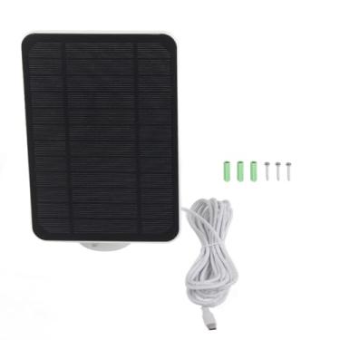 Imagem de Painel solar 4W 5V, painel solar para câmera, carregador solar à prova d'água IP65 para câmeras de segurança com suporte de montagem ajustável de 360 ​​graus (Branco)