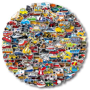 Imagem de Aowplc Adesivos de transporte 200 peças de adesivos de veículos para crianças, meninos, lembrancinhas de festa, suprimentos com caminhão, carro, barco, avião, ambulância, ônibus, trator, trem, caminhões de bombeiros e mais