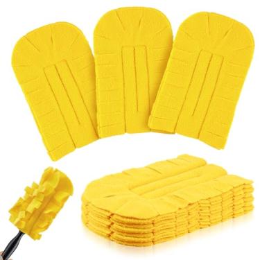Imagem de Zubebe 6 peças refil de espanador de lã refis de limpeza reutilizáveis laváveis almofadas para limpeza ventilador de teto madeira janela chão de cozinha, cores arco-íris (amarelo)