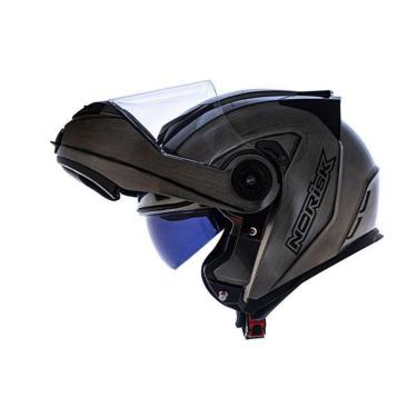 Imagem de Capacete Norisk Escamoteável FF345 Route Iron Chrome Brilhante Robocop Articulado Com Óculos-Unissex