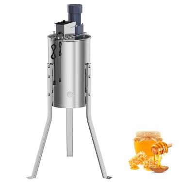 Imagem de Extrator elétrico de mel com 3 molduras, giratório de colmeia de aço inoxidável com tampa transparente, equipamento de centrífuga apiária para extração de mel, suporte de altura ajustável, durável e