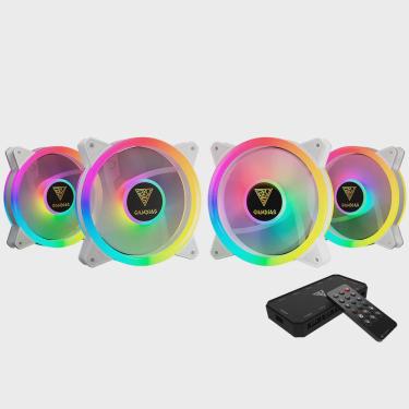 Imagem de Kit 4 cooler 120MMX25MM com LED rgb gamdias aeolus M2-1204R wh branco