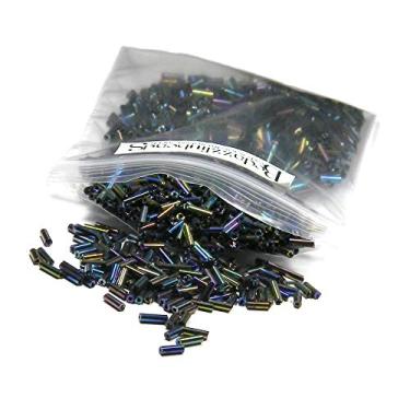 Imagem de 50 gramas de 1200 ming árvore econômica 1/10.2 cm longo 6 mm contas de sementes de tubo de vidro (pavão arco-íris)