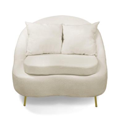 Imagem de Poltrona Decorativa Orgânica Pé Ferro Dou Zaya Bouclê Bege