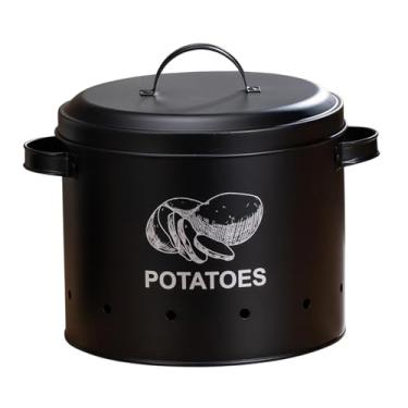 Imagem de WeiLaiKeQi Lata de batata de batata de lata e cebola de armazenamento de legumes de cozinha com barra de cozinha de cozinha para restaurante em casa, L