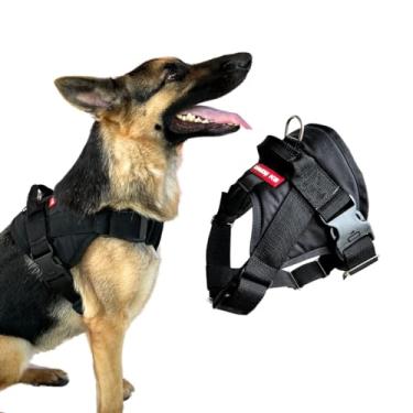 Imagem de Coleira Peitoral para Cachorro Estilo SWAT - Pastor alemão, Pitbull, labrador, golden retriever - Tamanho Grande (preto)