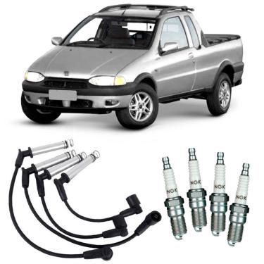 Imagem de Kit Vela e Cabo Vela de Ignição Fiat Strada 1.6 99 a 2002 Ngk
