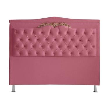 Imagem de Cabeceira De Cama Barcelona King 195 Cm Capitonê Retro Botão Encapados Suede Rosa Bebê Do Lar Móveis