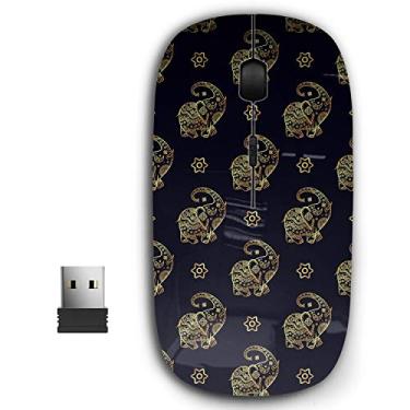 Imagem de Mouse sem fio USB ergonômico 2,4G ergonômico para PC, laptop, computador, notebook com nano receptor (textura de elefante dourado)