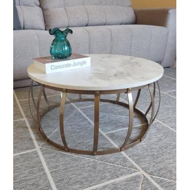 Imagem de Mesa de Centro em Ferro e Madeira - sala Industrial Redonda - ARTE & D