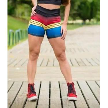 Imagem de Short mulher maravilha sem cinto - MISS  FITNESS, Azul, P