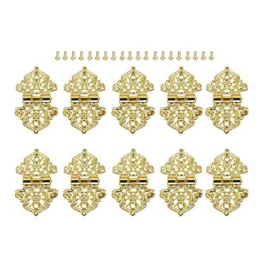 Imagem de 10 peças de joias antigas caixa de madeira gaveta armário dobradiça decorativa, dobradiças para móveis de armário de porta, casa de campo estilo vintage-B