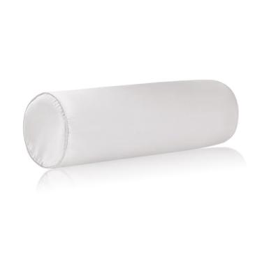Imagem de Fronha cilíndrica de cetim | Capa de almofada tipo rolo de seda com zíper oculto | Capas de pescoço para cabelo e pele amigável (branco 45,7 cm x 15,2 cm)