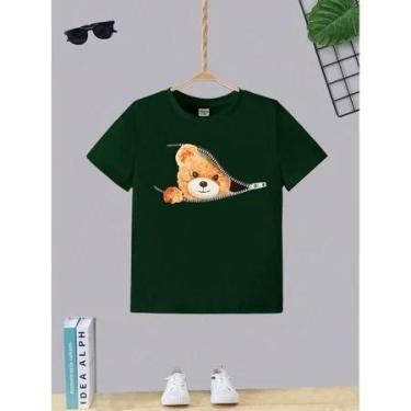 Imagem de Blusa Manga Curta T-shirt Camiseta Infantil Juvenil Teen Urso Zíper Mo