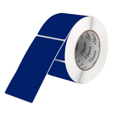 Imagem de Perco Etiquetas adesivas retangulares azuis escuras de 7 x 12 cm com adesivo permanente - 500 etiquetas por rolo - Cores vibrantes, forte adesão - Feito nos EUA