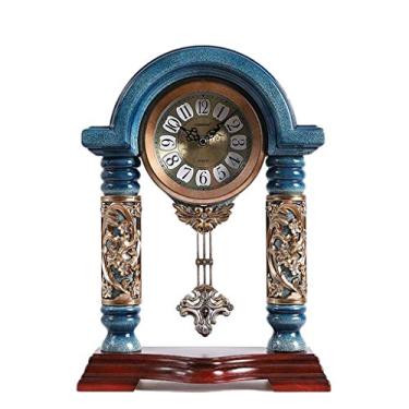 Imagem de Relógio de mesa com suporte de 30,5 cm, pêndulo de quartzo, relógio de mesa sem tique-taque, mudo, despertador doméstico decoração (cor: azul)