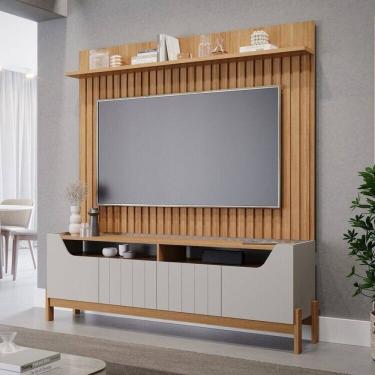 Imagem de Conjunto Rack Moema e Painel Trend para Tv de até 60 Polegadas 100% Mdf Espresso Móveis Marrom/Off White