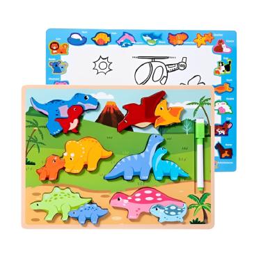 Imagem de Quebra-Cabeça De Mdf 3D Infantil Educativo Com Quadro Branco Para Desenho