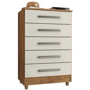 Imagem de Cômoda Paola com 5 Gavetas Rud Rack Cor Cedro Areia