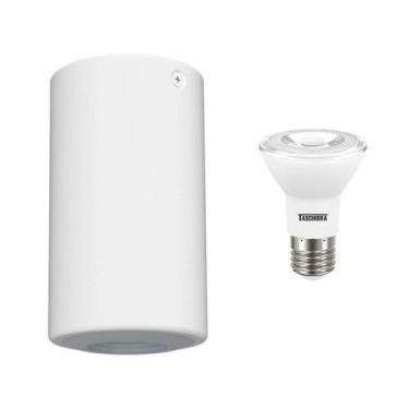 Imagem de Plafon Taschibra Cannon, Branco e Lâmpada LED Dicroica 2700K, Amarela,