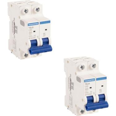Imagem de 2 Disjuntores 40A Bipolar Tramontina TDJ3 Curva C 3kA