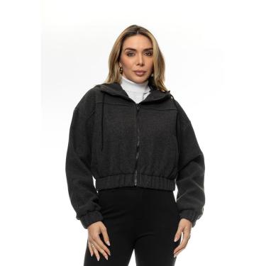 Imagem de Jaqueta Feminina Cropped lã Batida Com Capuz Crocker - 50436-Feminino