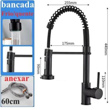 Imagem de Torneira De Cozinha Gourmet Alça Única Com Extensor De Spray Tubo De Á