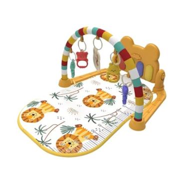 Imagem de Tapete de Atividades para Bebê, Piano Musical, Ginásio com Brinquedos Pendurados (AMARELO)