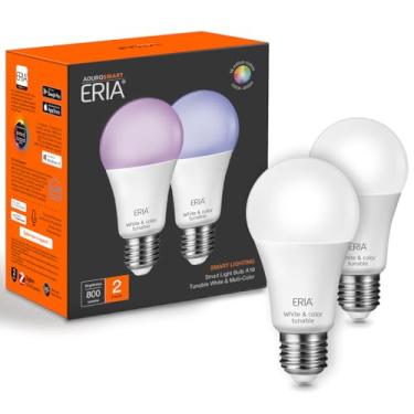 Imagem de ERIA Lâmpada Inteligente Zigbee Colors E Branca A19, Hub Necessário, Compatível Com Eria, Hue*, Amazon Echo (4ª Geração), Show, Hub, Smartthings, Alexa, Google Assistant Hubs (Pacote 2)