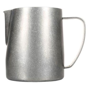 Imagem de Jarra para espumar leite, 700 ml, jarra vaporizadora de café expresso de aço inoxidável, copo vaporizador para latte art (Vintageprata)