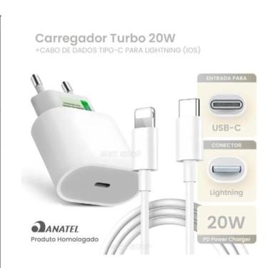 Imagem de Novo Carregador Para iPhon USBCLightning Fonte 20W Turbo Com Cabo Comp