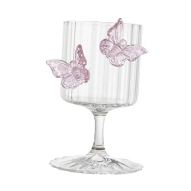 Imagem de Fenteer Butterfly Wine Glass Sobremsert Cup Photo Prop Tabelware ELEGANTE portátil Decorativo STEMware Sce Cream para hotéis de casamento, Listra