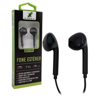Imagem de Fone De Ouvido Estéreo X-cell, Intra Auricular, P2 3.5mm, Preto - Xc-f-04-p